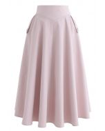 Classic Simplicity A-Line Midi Skirt in Pink