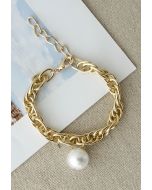 Pulsera de cadena de oro con decoración de perlas